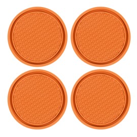 sourcing map 4pcs Car Cup Coasters Universal PVC Car Cup Mats Non-Slip Cup Holder Insert Coasters Car Interior Accessories, Orange