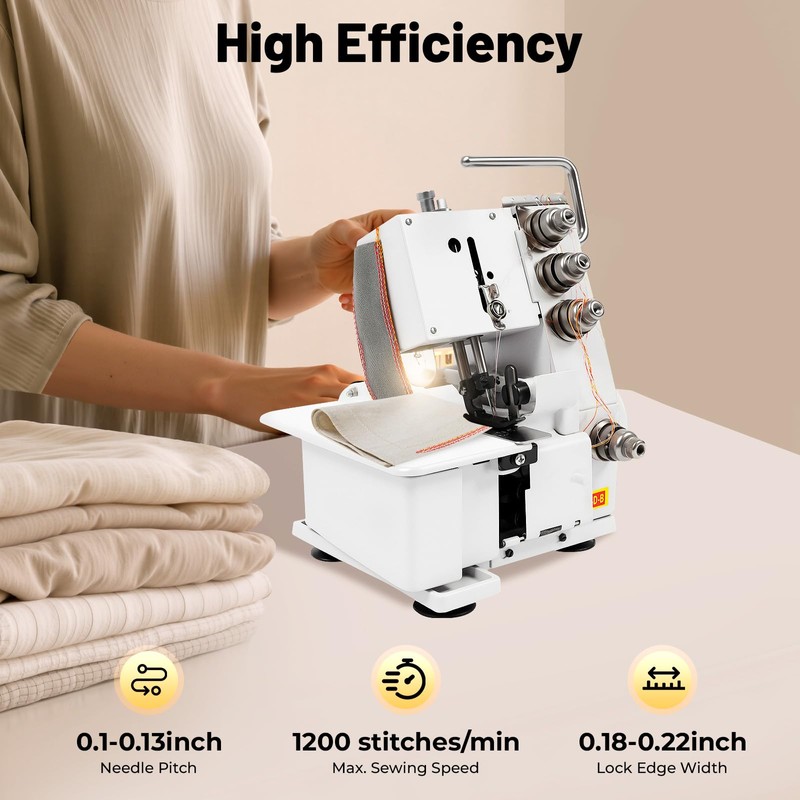 Seaming Machine, Heavy Duty Serger Overlock Machine Professional 4 Thread