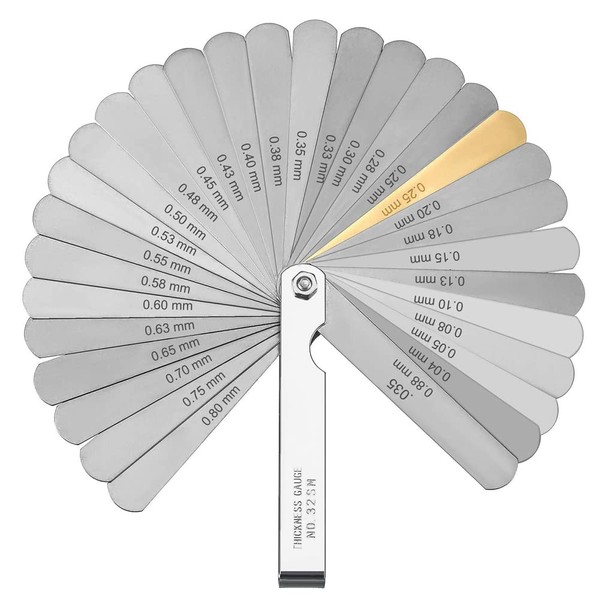 Bestgle 32pcs Thickness Gauge Gap Gauge Thickness Thickness Measurement Stainless