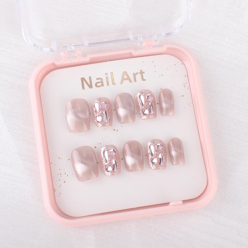 3D Nail Tips, Beautiful Decoration, Short, Square, Set of 10,