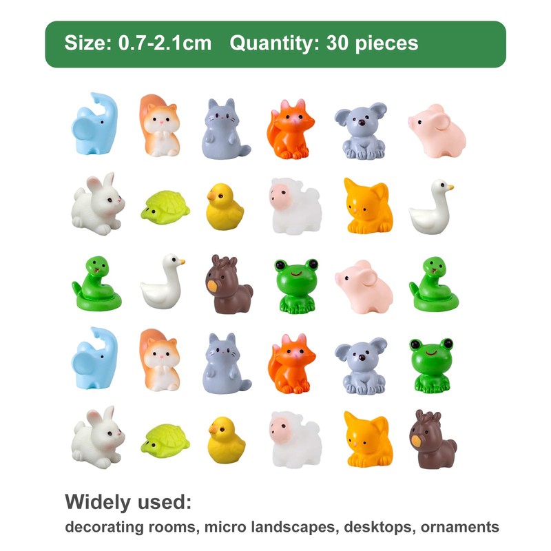 Aikeis 30 Pieces Mini Animals Resin Mini Home Decoration DIY