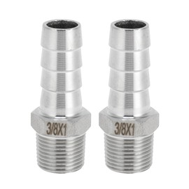 INFINAUTO Stainless Steel Barb Fittings, 35/64" Barb 3/8 BSPT Male Hose Barb Tubing Connector for Air Water Oil Gas Fuel, 2 Pcs