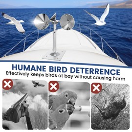 4 Pack Reflective Spinning Bird Deterrent, Wind Powered Aluminum Bird Repeller Scarer Deterrent Devices Outdoor, Repels All Birds Pigeons Sparrows Woodpeckers for Garden Railing Roof Adjustable Neck