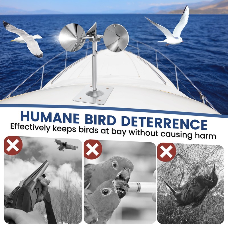 4 Pack Reflective Spinning Bird Deterrent, Wind Powered Aluminum Bird