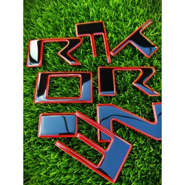 AUTOCARIMAGE RAISED TAILGATE LETTERS for FRONTIER 2022-2025 GLOSSY BLACK/RED OUTLINE