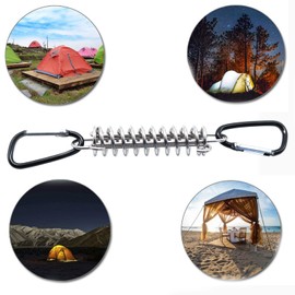 Tension Springs, Stainless Steel Tension Springs, Spring for Tent, Coil Springs with Double Hooks, Tension Spring Sun Sail, Mounting Accessories, with 8 Carabiners, for Beach, Camping, Set of 4