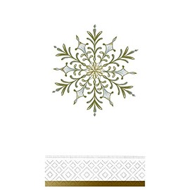 Christmas Hand Towels Decorative Paper Hand Towels for Christmas Bathroom Decor Guest Towels Disposable Napkins Gold Snowflake Pak 24