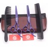 Purple Dragon Tijeras Estilista Barberia Degrafilado Kit 2 Peines 5.5