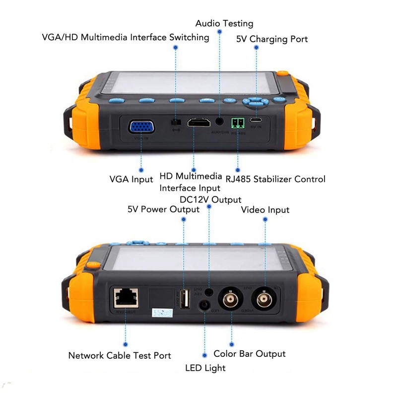 CCTV Camera Tester 8MP 5 Inch Screen VGA HD Multimedia