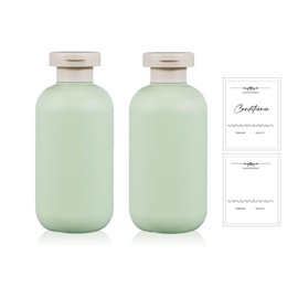 UMETASS Pack of 2 Travel Bottles for Filling, Leak-Proof Travel Time Set, Travel-Size Shampoo Container with Flip-Top Lid, Empty Travel Bottles (Green, 200 ml)