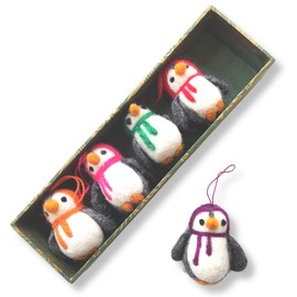 Set of 5 Hanging Felt Penguins for the Christmas Tree | Penguin Christmas Decorations