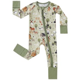 pureborn Baby Boys Sleeper Viscose from Bamboo Pajamas 2-Way Zipper Snug Fit Sleepwear Farm 6-12 Months