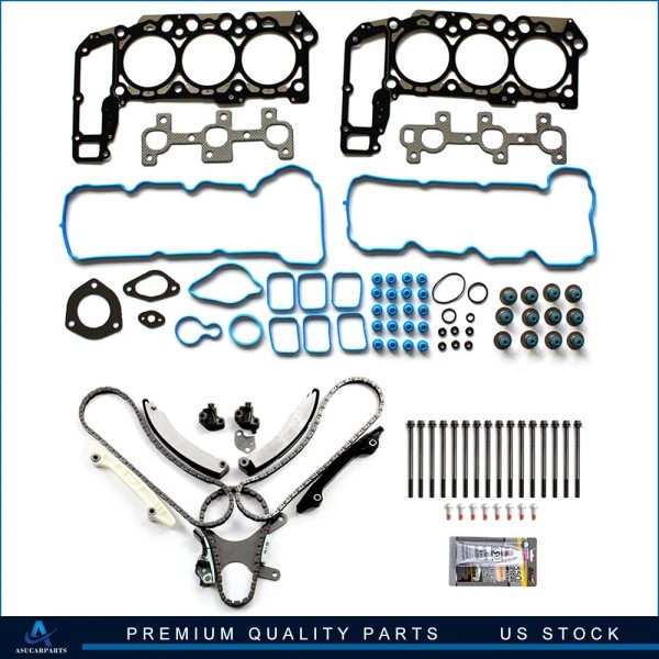 asucarparts New Timing Chain Kit Head Bolts Gasket Set For