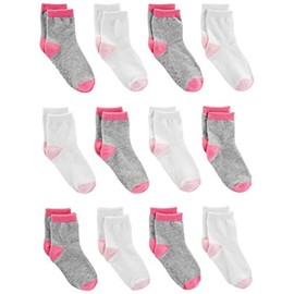 Simple Joys by Carter's 12-Pack Socks, Grey/Pink/White, 6-12 Months