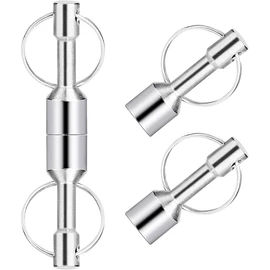 Magnetic Key Ring - Neodymium Magnet - Steel Casing, Silver, Diameter 12 x 40 mm
