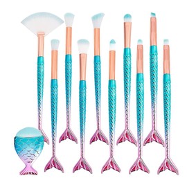 YKKJ Make Up Brush Set, 3D Mermaid Makeup Brushes, 11 Pieces, Professional Cosmetic Makeup Brush for Foundation, Powder Cream, Blush, Eyeshadow, Eyebrows, Eyeliner