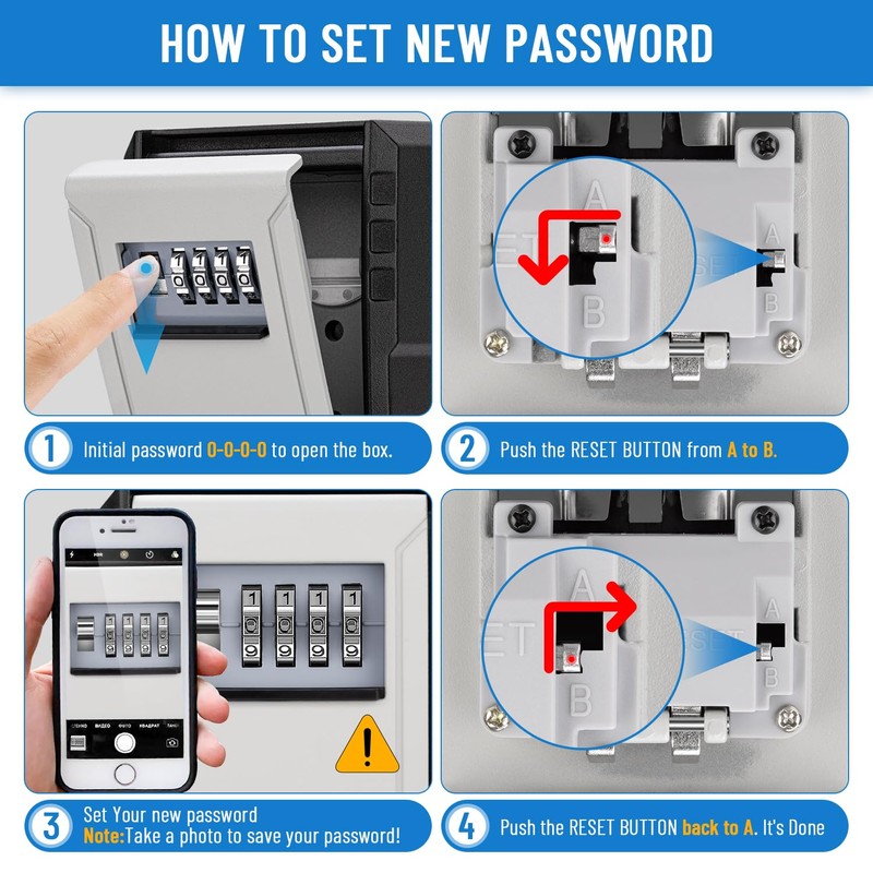 BKNOOU Large Key Lock Box for Outside Wall Mount Lockbox