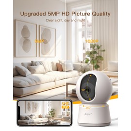 ARENTI 5G Indoor Camera,5MP Pet Dog Camera with App,PTZ Home Security Camera,Wifi Camera with 360° Motion Tracking,Baby Monitor with 2.4Ghz/5Ghz Dual-Band,Night Vision,2-Way Talk,Noise Detection(P2F)