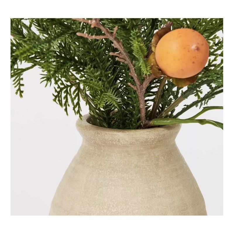 Studio McGee Threshold Mixed Greenery with Oranges in Pot Arrangement