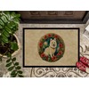 Caroline's Treasures DAC2382MAT Japanese Spitz Christmas Flowers Doormat Front Door