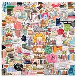 100Pcs Book Stickers for Water Bottles Laptops Scrapbook Luggage Phone Car Journal Skateboard DIY Helmet Guitar Computer Notebook,Waterproof Aesthetic Decals for Kids Teens Adults