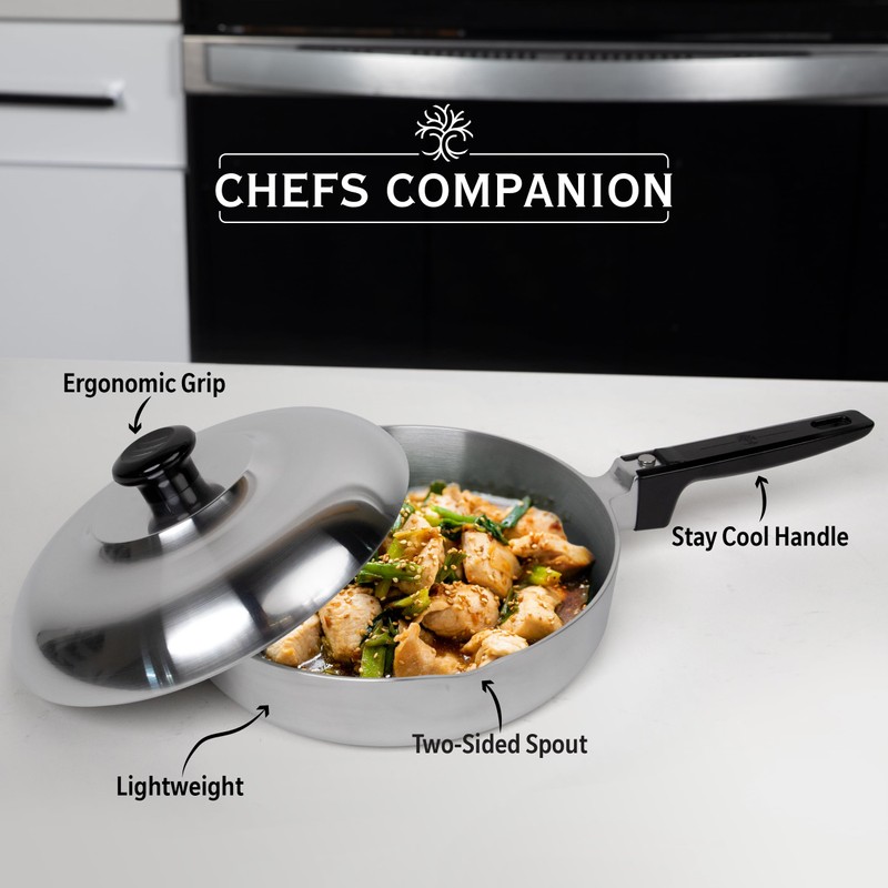 MAGNAWARE Cast Aluminum Sauté Pan with Lid 10 inch -