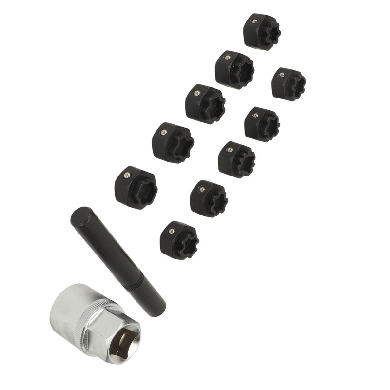 12pcs Wheel Locking Nut Key Kit Rustproof Anti Theft Lug