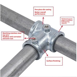 Galvanized Pipe Fittings, 45 Degree Joint Structural Pipe Fit for 1 Inch(25.4 mm) OD Steel Pipe, Cast Iron (4)