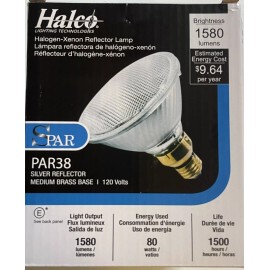 Halco NIB Halco S PAR 38 Flood Light Bulb 80 W/ 120V Silver Reflector Medium Base