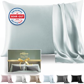 Welldora Cushion Cover, 100% Silk, 50 x 70 cm, High Weight: 22 Momme, Ideal for Skin and Hair, Highest Grade 6A & YKK, Strictly Certified in Switzerland, Oeko-Tex, Silver Grey