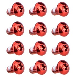 T TAKONE Bicycle Brake Disc Bolts, 12 Pieces M5 x 10mm Anodized Bicycle Disc Brake Bolts, T25 Bicycle Rotor Screw for MTB, Road Bike, Mountain Bike (Red)