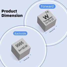Tungsten Cube 0.39" 99.95% Pure Element 10mm Density Metal Cube for Element Collection Experiment Material Science Gift Education Display with Acrylic Box