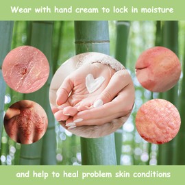 Bamboo Gloves for Eczema, Medium, Women and Men, Dry Hands, Overnight Moisturizing Gloves, 3 Pairs