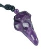 Loveliome Natural Crystal Stone Raven Skull Pendant Necklace Hand Carved