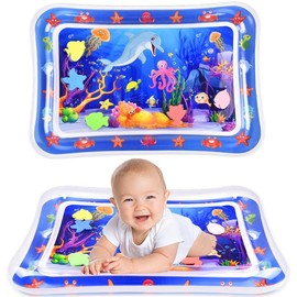 Christmas Tummy Time Water Mat Inflatable Baby Water Play mat for 3 6 9 Months Newborn Girl & Boy Early Activity Center