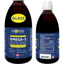 Promise Omega 3, 100% Tested for Purity, Potency and Freshness, EPA 800 MG, DHA 500 MG, Natural Lemon Flavour, TG Form Molecularly Distilled (500ml)