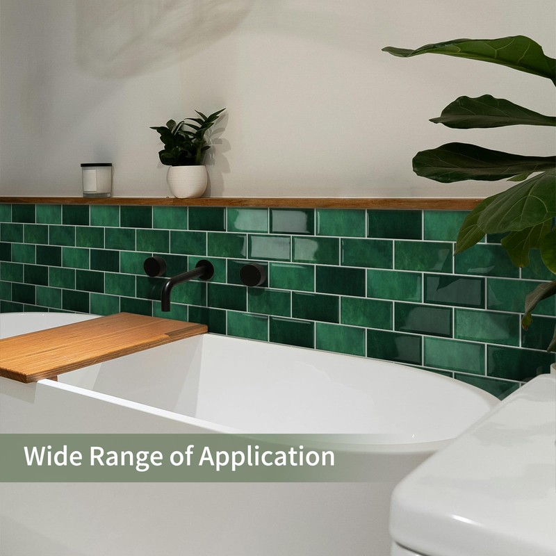 MOONFUN 10 Sheet Thicker Subway Tiles Dark Green Peel and