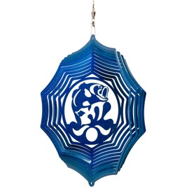 SWEN Products Large Mouth Bass Fish Swirly Metal Wind Spinner