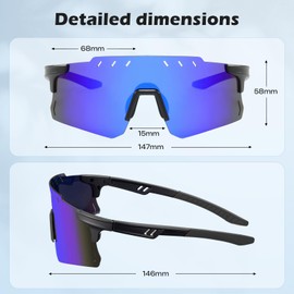 Uilfsur Schnelle Brille Rave Sonnenbrille Herren Damen Polarisiert,Fahrradbrille Sunglasses Herren UV400,Sportbrillen für Outdoor-Aktivitäten wie Reiten Skifahren Angeln Laufen Reisen usw