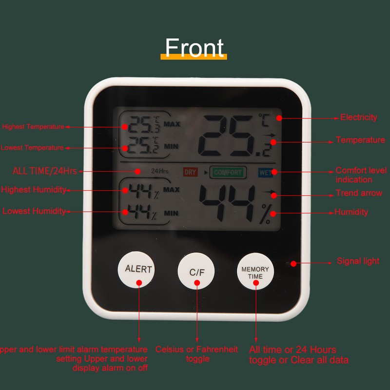 LCD Digital Display Thermometer Hygrometer Temperature Humidity Meter Gauge Hygrothermograph