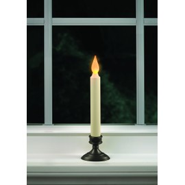 Battery Operated LED Dusk to Dawn 9 inch Window Candle with Amber Flicker Flame