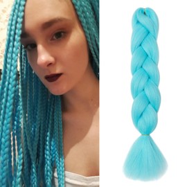 Dcbaboo Blue Hair Extensions for Braiding Jumbo Braiding Hair Extension 1pack 24inch Synthetic Hair Kanekalon Ombre Braids Extensions Hair Afro Crochet Twist Box Braids 100g, Sky Blue