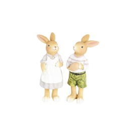 Heitmann Deco Ceramic Pair of Rabbits – Decorative Figures Rabbit Pair 2, Easter Bunny – Easter Decoration, Spring – Set of 2