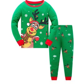 Popshion Xmas Pjs Toddler Matching Christmas Pajamas Reindeer Jammies Long Sleeve Vacation Boys Rudolph Pj Girls Christmas Outfit 4 Years Old