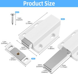 CEOTIS Push to Open Door Catches, 4Pack Magnetic Door Push Opener Drawer Closer, Cabinet Magnetic Push Catches Cupboard Magnetic Push Latches, Latch for Cabinet Door Closure and Popping Open (White)
