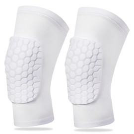 Knee Compression Pads,Knee Sleeve Basketball Volleyball Knee Pads with Honeycomb Padding Knee Brace Soft Knee Pads Knee Compression Sleeve and Non-Slip Knee Pads for Men Women Dancer(Pair White,XL)
