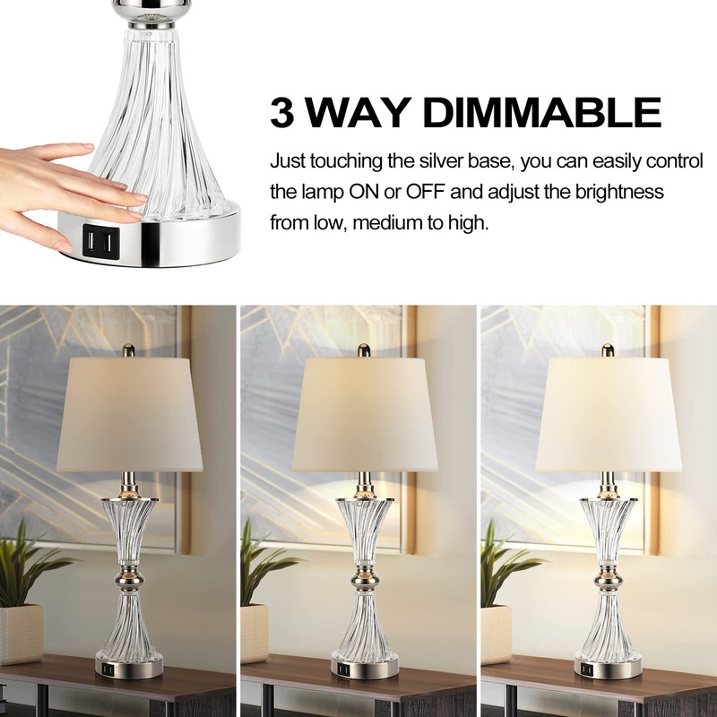 Hamucd Touch Control Table Lamp for Bedrooms 3 Way Dimmable