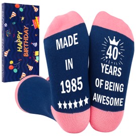 Belloxis 40th Birthday Gifts for Women Grip Socks Cosy Socks for Women Cotton Socks Crew Socks Grip Socks