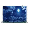 Loccor 5x4ft Fabric Night Sky Backdrop Full Moon Clouds Lawn