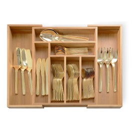 Utensil Drawer Organizer | Cutlery,Silverware,Flatware Expandable Bamboo Kitchen Drawer Organizer Cutlery Tray | Up to 8 compartments | Height 2 3/8" | by: Adorn